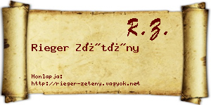 Rieger Zétény névjegykártya